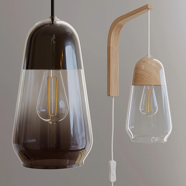 La Redoute Interieurs. NASOA wall sconce made of glass and wood. Natural, Black — Descargar