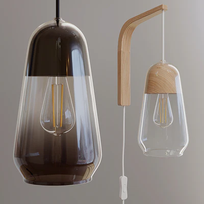 La Redoute Interieurs. NASOA wall sconce made of glass and wood. Natural, Black — Ver 1