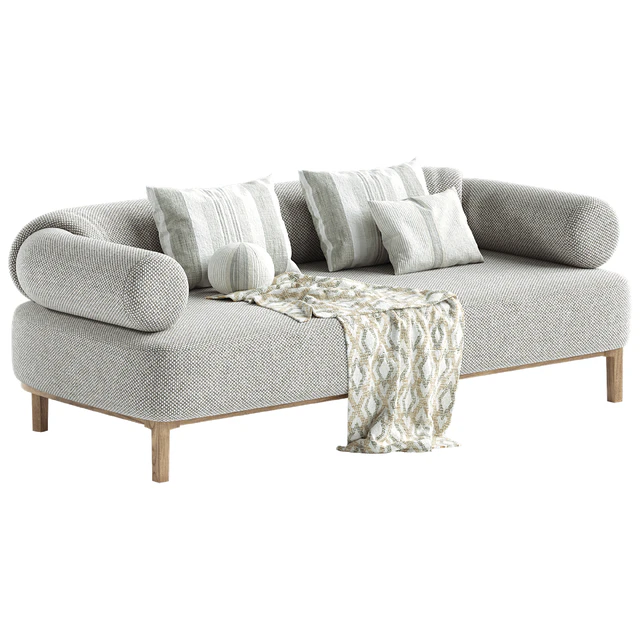 Contemporary Sofa Upholstered in Bouclé Fabric — Descargar