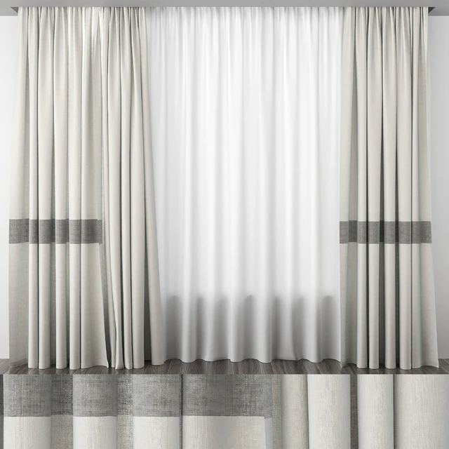 Linen curtains with stripe — Descargar