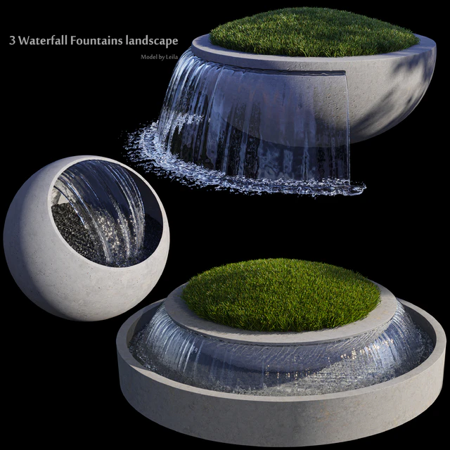 3 Waterfall Fountains Landscape — Descargar