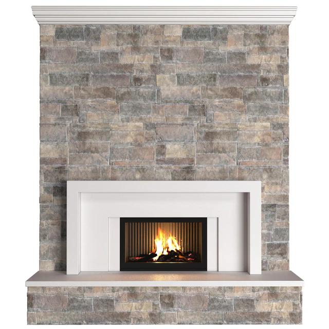 Камин в классическом стиле с каменной стеной.Stonework Fireplace modern ArtDeco — Скачать