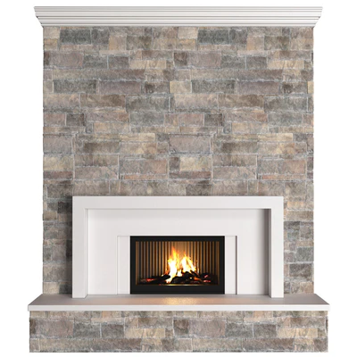 Камин в классическом стиле с каменной стеной.Stonework Fireplace modern ArtDeco — Вид 1