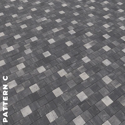 Set of four types of gray paving stones with texture 6290 — Ver 5