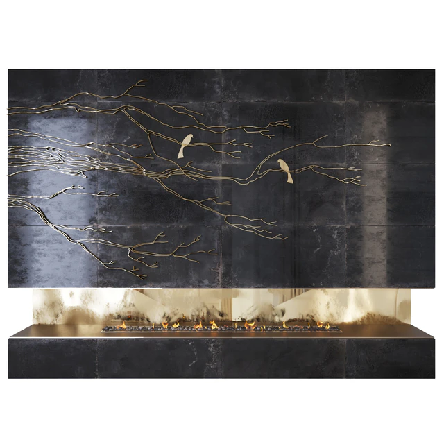 Decorative fireplace  branches — Скачать