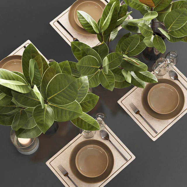 Table setting with leaves 1 — Descargar