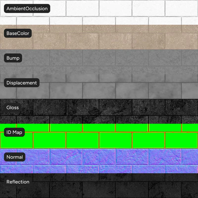 split face concrete block wall texture beige — View 3