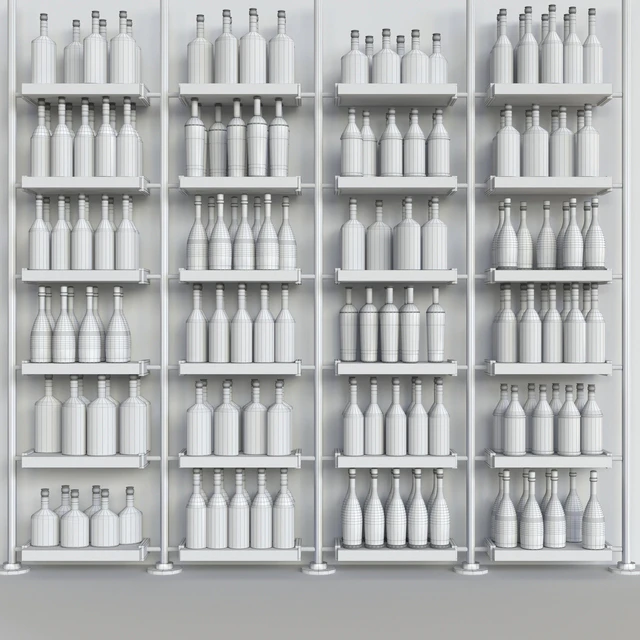 A rack with collection alcohol in a supermarket. Alcohol — Descargar