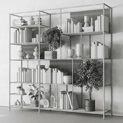 Metal Shelves Decorative With Book and plants - Metal Rack 17 — Вид 3