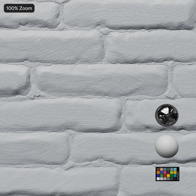 painted running bond brick wall texture white — View 5