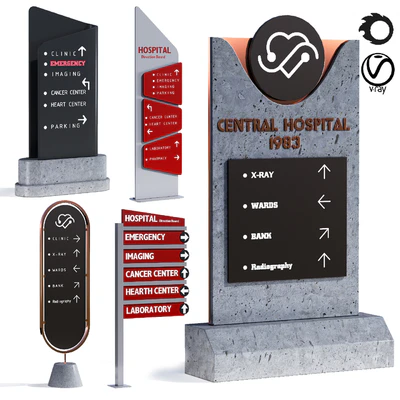 3d model of hospital information board for exterior — Вид 5