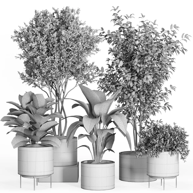 indoor plant set 35-concrete and metal pot — Скачать