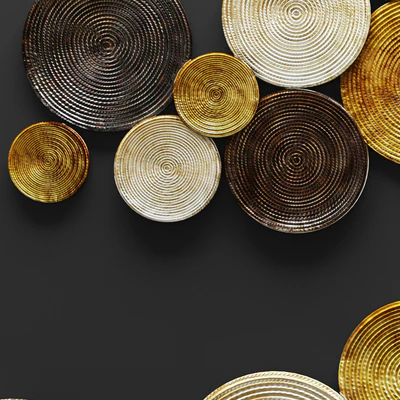 Circles Wall Decor  золотой luxury настенный декор из диски, панно, картина, панель, дизайн, металлический — Вид 2