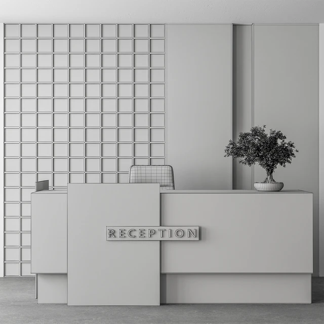 Reception Desk and Wall Decoration - Office Set 306 — Descargar