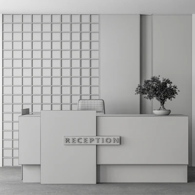 Reception Desk and Wall Decoration - Office Set 306 — Ver 3
