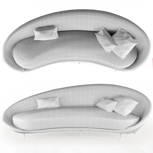 Federico Munari, Sofa Curvato In Velvet Mohair And Brass, Italy, Circa 1950 — Descargar