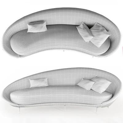 Federico Munari, Sofa Curvato In Velvet Mohair And Brass, Italy, Circa 1950 — Ver 2