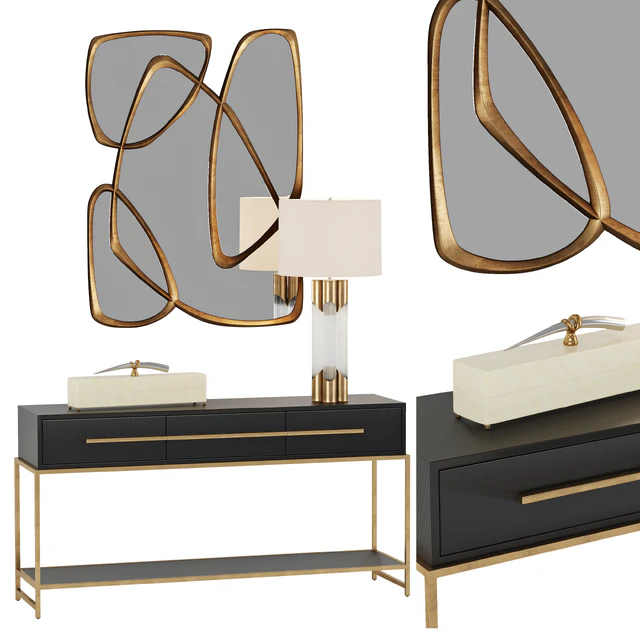 Консоль Midnight Console Table  и лампа Brass and Glass Table Lamp  John Richard — Скачать