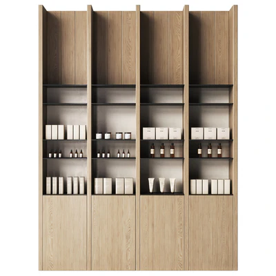 Cosmetics store with wooden eco shelves — Ver 1