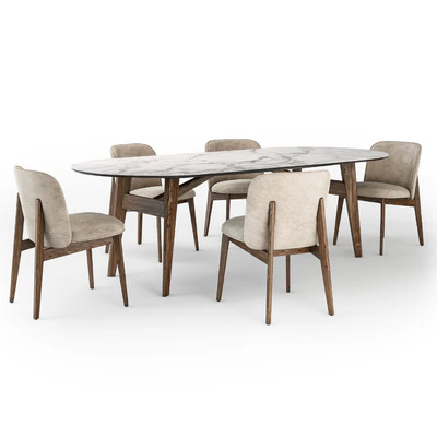 Calligaris Abrey elliptical table wood chair — Ver 7