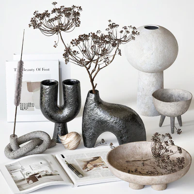 Decorative set with ceramic and heracleum 09 — Ver 1
