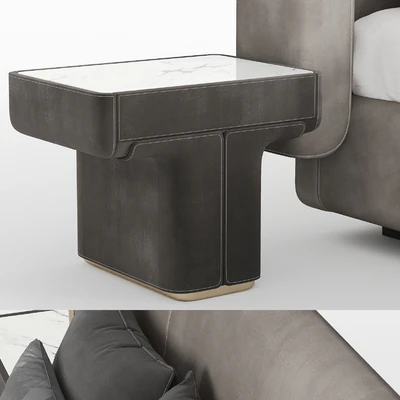 Bed and bedside table Mi bed Longhi — Ver 3
