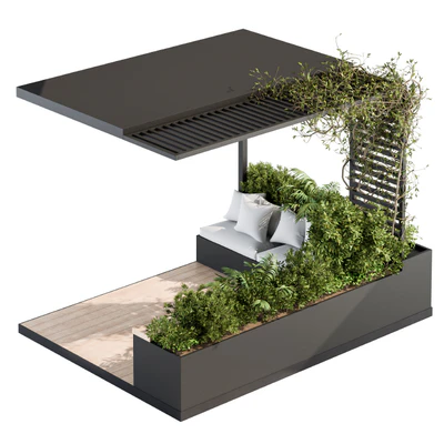 Roof Garden and Balcony Furniture with Pergola 08 — Ver 4