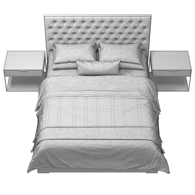 RH - Adler Panel Diamond-Tufted Fabric Bed with Nailheads — Ver 3