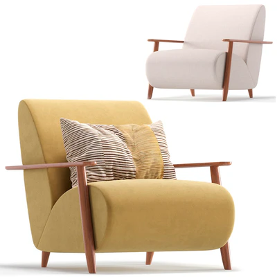 Armchair Marthan Beige Velvet By Barcelona Design 8 Colors Version/Кресло Marthan бежевое вельветовое — Вид 6