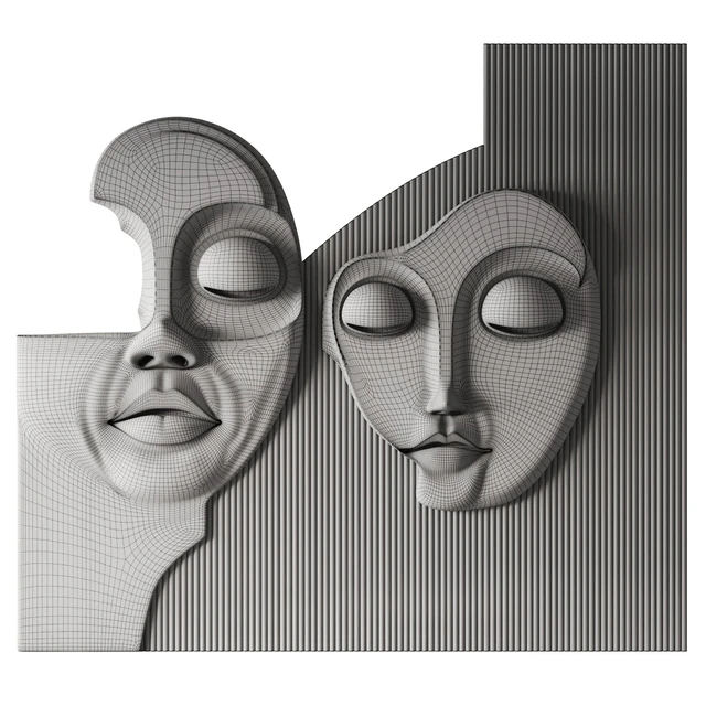 3d wall panel of the Face — Descargar