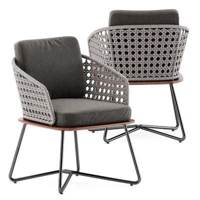 Rivera Little Armchair by Minotti and Ellisse table by Varaschin — Ver 4