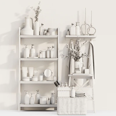Bathroom accessories 3 bathroom decors, decorative set beige gray — Ver 4