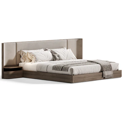 Gianna Natural Walnut Wood King Bed Frame — Ver 4