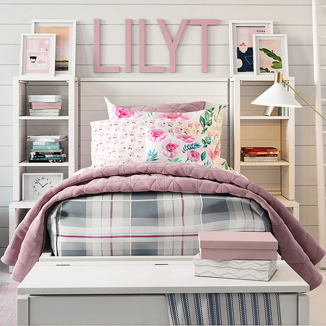 Набор для детской  Girl Plaid bedroom — Скачать