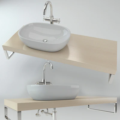 Washbasin on the wooden plate — Вид 1