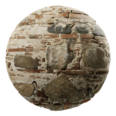 damaged layered brick and stone wall texture — скачать