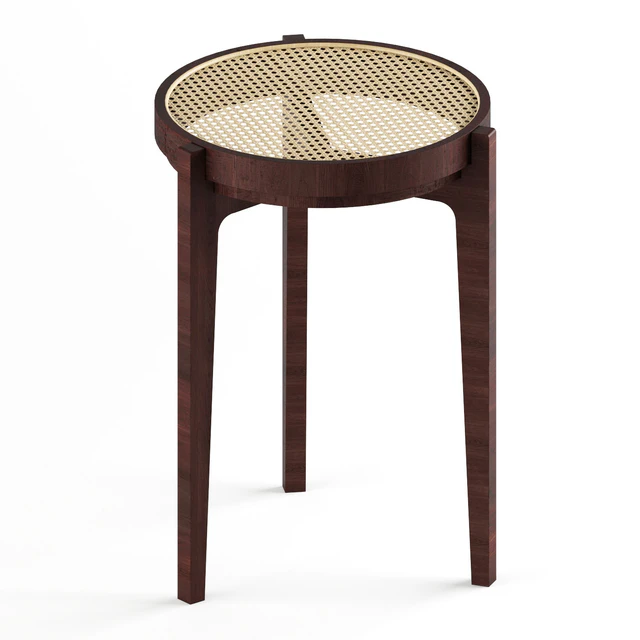 Stackable oak and rattan stool (Bar stool)- Solid wood stools — Descargar