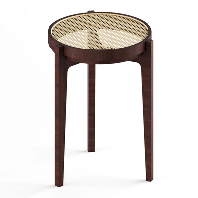 Stackable oak and rattan stool (Bar stool)- Solid wood stools — Ver 1