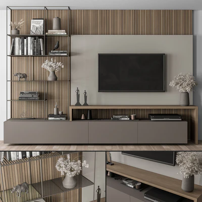 TV Wall Black and Wood - Set 36 — Вид 1