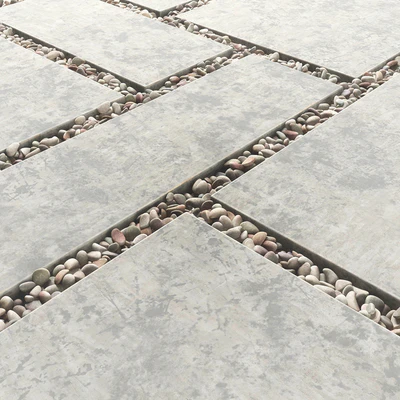 Tile square pebble low 2 n1 / Pebble slabs — Ver 5