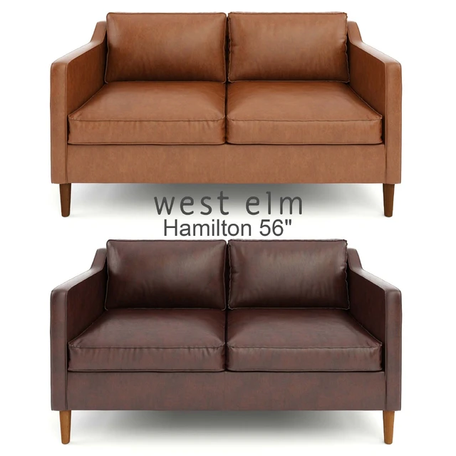West Elm , Hamilton Leather Sofa 56" — Скачать