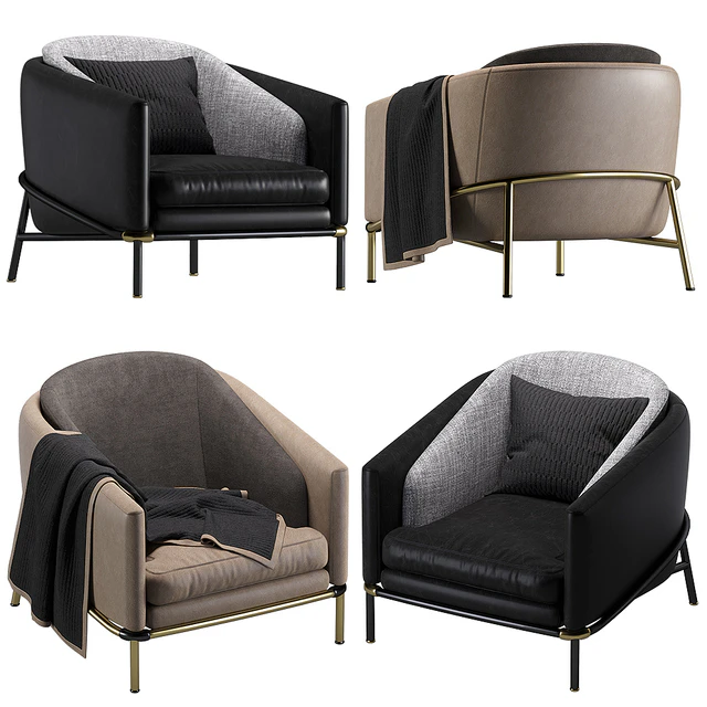 Armchair Minotti Fil noir leather — Скачать
