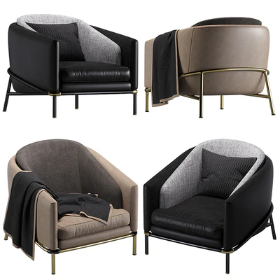 Armchair Minotti Fil noir leather — Вид 1