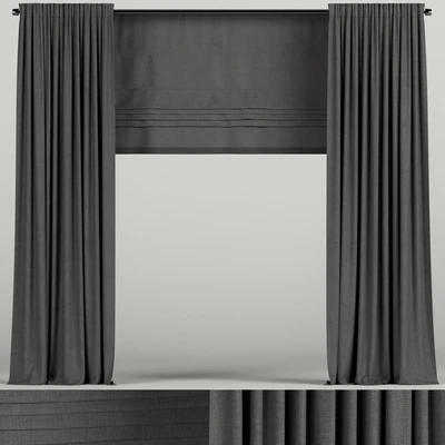 Dark curtains with roman blinds. — Ver 1