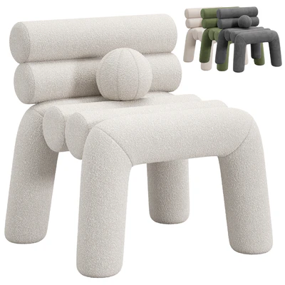 Beige Velvet Accent Chair by Homary — download