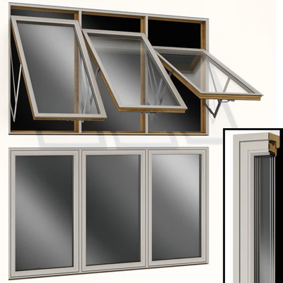 Откидное распашное деревянное металлическое окно / Top swing hinged wooden metal window — Вид 1