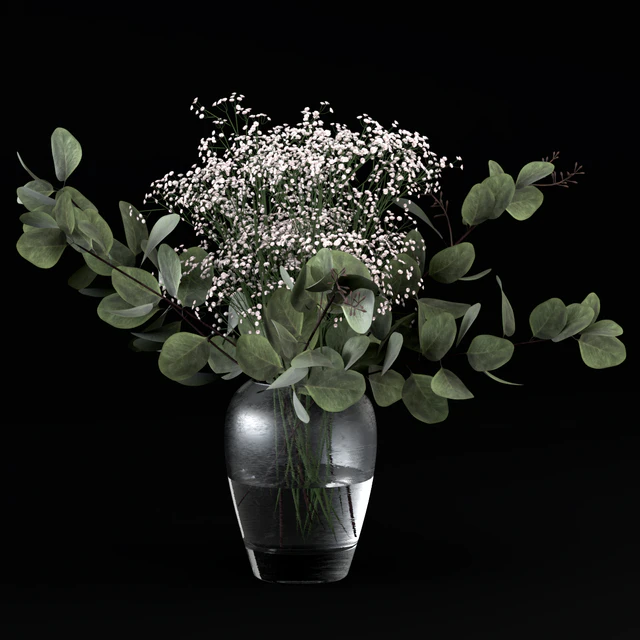 Bouquets of eucalyptus with flowers and grass — Descargar