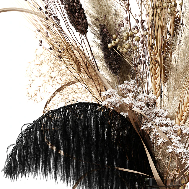 Bouquet of dried flowers with a black feather — Descargar