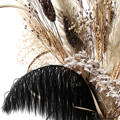 Bouquet of dried flowers with a black feather — Ver 2