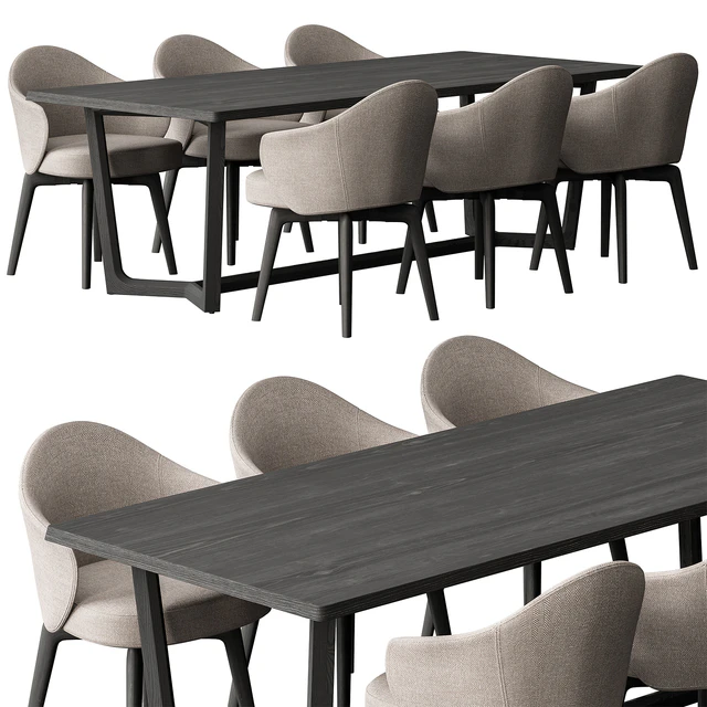 Dinning Table Black and Cream - Set 31 — Descargar